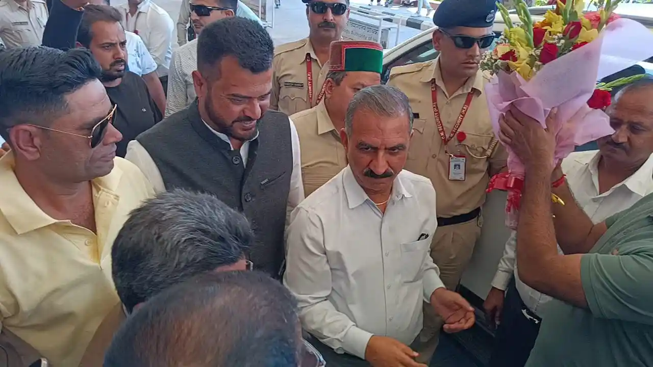 CM Sukhwinder Singh Sukhu on Wednesday at the Kangra airport.