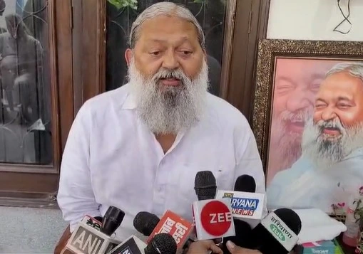 Former Home Minister of Haryana Anil Vij during a press conference.