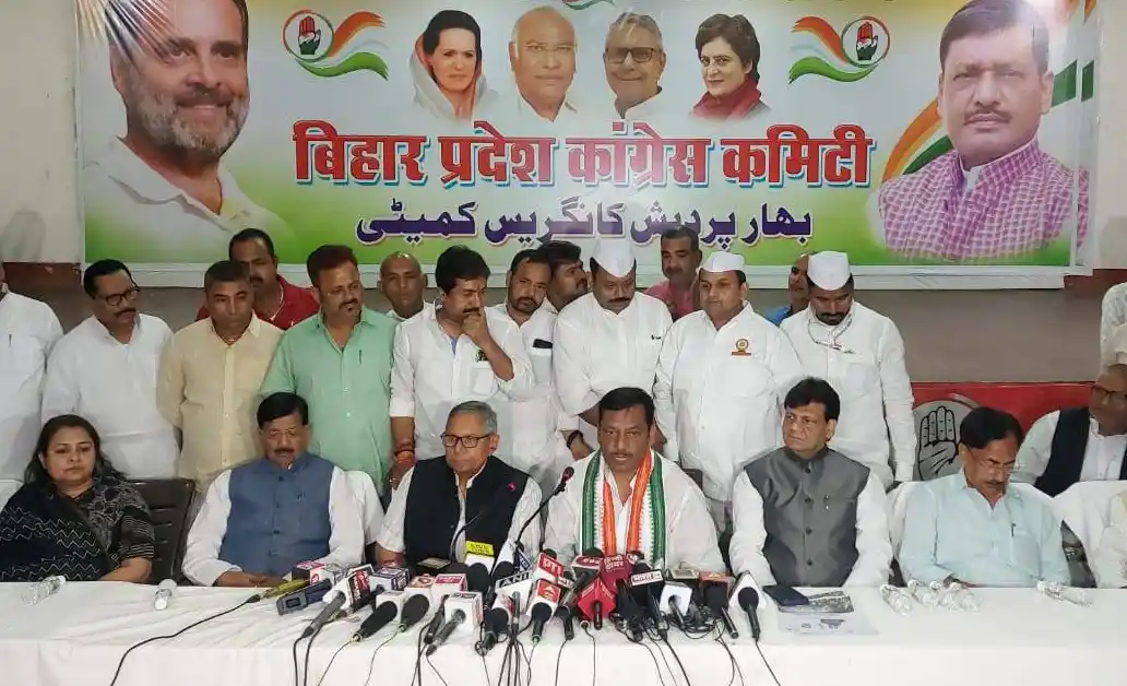 Mohan Prakash, General Secretary of the Indian National Congress and in-charge of Bihar Congress in press meet.